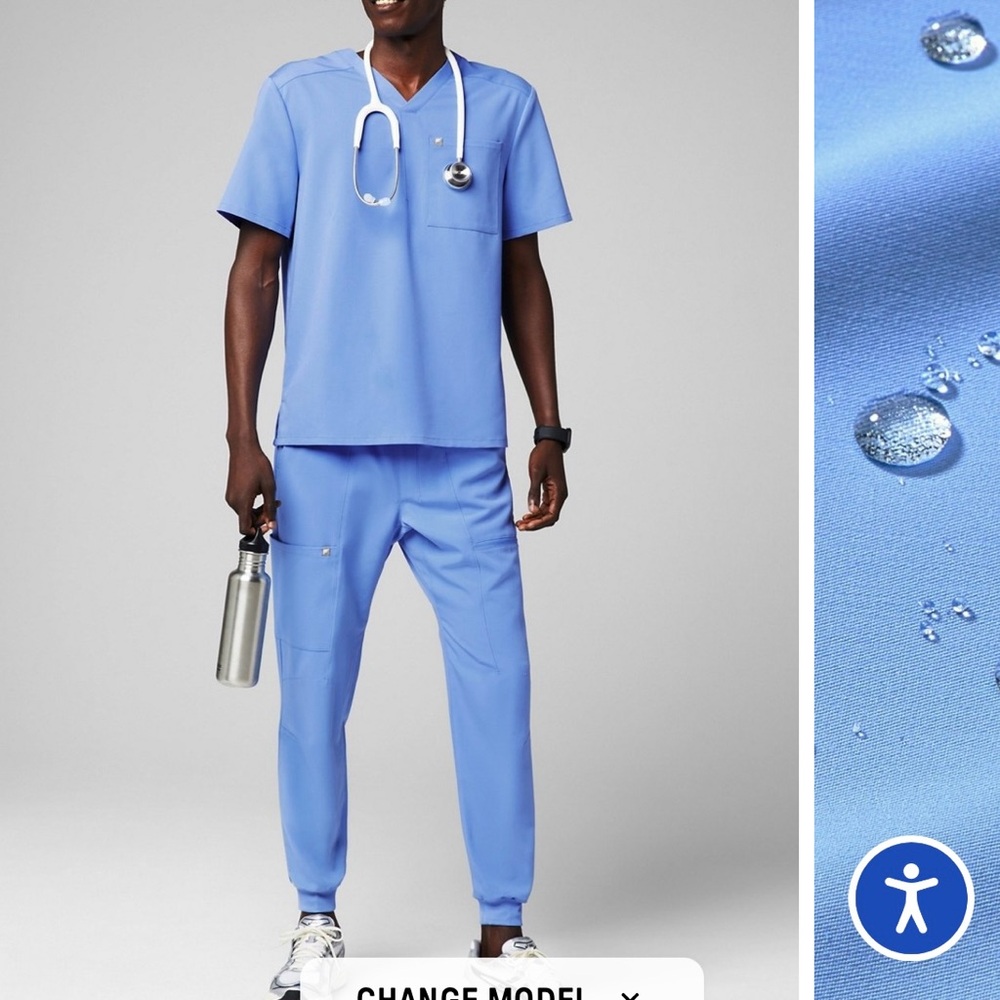 Fabletics Men’s Scrub Set - Ceil Blue